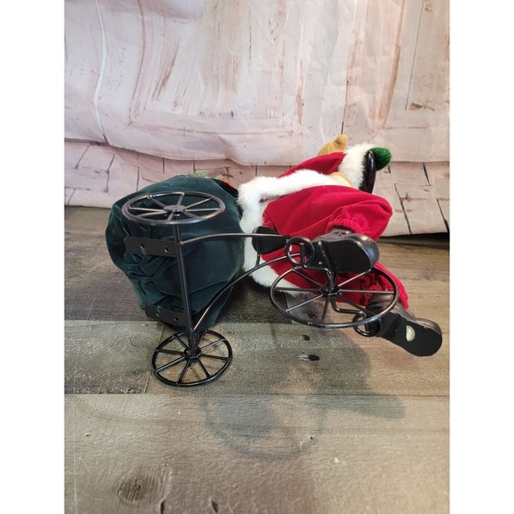 Santa on bike sack toy bag Teddy present tree train decor figure xmas decor - Picture 7 of 7